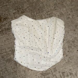 White Glitter Strapless Corset Top - Small